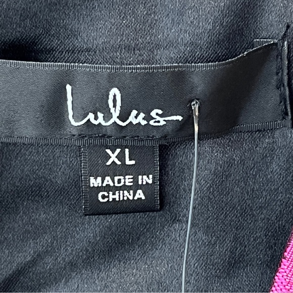 NEW Lulus Elegant Taste Floral Jacquard Mini Dress Black Gray Bright Pink XL NWT - Picture 14 of 16